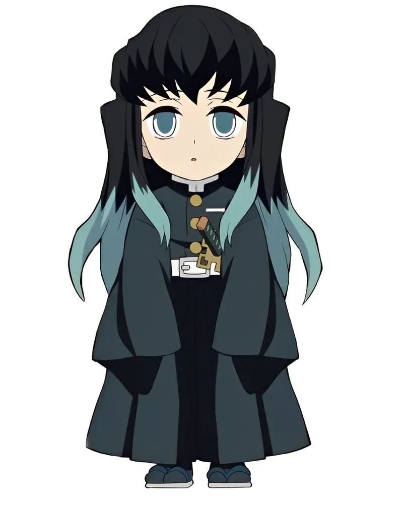 Muichiro chibi cute với biểu cảm ngơ ngác đầy đáng yêu